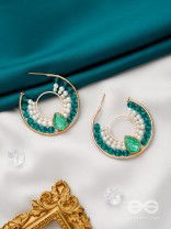 The Circle of Illumination- Golden Embellished Pearl Hoop Earrings