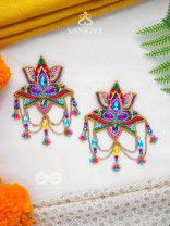Karnika- The Lovely Lotus- Stones, Sequins and Resham Embroidered Statement Earrings