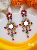 Rashmivat - The Golden Sun - Mirrors, Resham And Beads Hand Embroidered Earrings