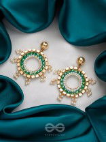The Emerald Orbits- Golden Embellished  Earrings