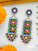 Shalya - The Adorned Arrow - Mirrors, Beads And Resham Hand Embroidered Earrings