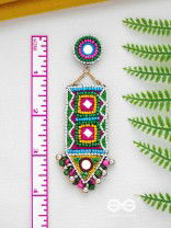 Shalya - The Adorned Arrow - Mirrors, Beads And Resham Hand Embroidered Earrings