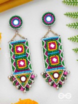 Shalya - The Adorned Arrow - Mirrors, Beads And Resham Hand Embroidered Earrings