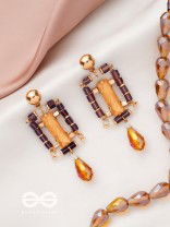 The Sapphire Frame- Golden Embellished Earrings