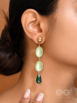 The Aqua Flurry- Golden Embellished Earrings