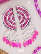 Tamarasi - The Lotus Pond - Beads And Cutdana Hand Embroidered Earrings