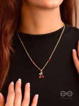 Cherry On The Cake- Golden Embellished Necklace With Anti-Tarnish Coating 