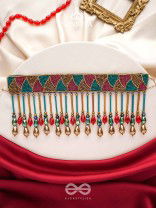 Vishti - The Colorful Rain - Cutdana, Beads And Glass Drops Hand Embroidered Choker Neckpiece