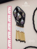 Dhyama - The Black Beauty - Cutdana And Beads Hand Embroidered Earrings