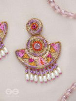 Araka- The Fragrant Garden- Stones, Resham and Pearl Drops Embroidered Earrings