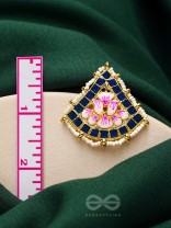 The Lotus Temple- Enamelled Statement Stud Earrings (Indigo Blue)

 