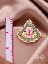 The Lotus Temple- Enamelled Statement Stud Earrings(Fossil Gray)