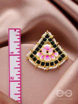 The Lotus Temple- Enamelled Statement Stud Earrings(Midnight Black)