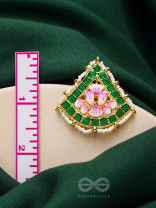 The Lotus Temple- Enamelled Statement Stud Earrings(Forest Green)