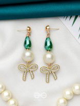 The Bow Bling- Golden Pearl Earrings