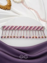 Plaksha - The Tulip Garden - Beads, Cutdana And Glass Drops Hand Embroidered Choker Neckpiece