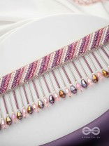 Plaksha - The Tulip Garden - Beads, Cutdana And Glass Drops Hand Embroidered Choker Neckpiece