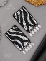 Adri - The Rainy Clouds - Cutdana And Glass Drops Hand Embroidered Earrings