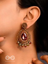 Kritaka- The Copper Charm- Stones and Glass Beads Embroidered Earrings