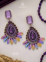 Shraayava- The Blooming Flower-  Stones and Glass Beads Embroidered Earrings
