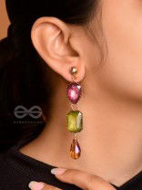 The Chromatic Rain- Golden Embellished Earrings