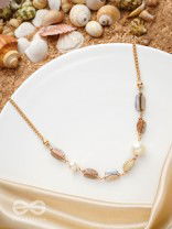 The Sea Sensation- Golden Pearl Necklace With Anti-Tarnish Coating 