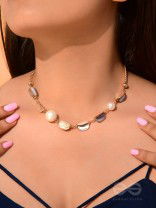 The Sea Sensation- Golden Pearl Necklace With Anti-Tarnish Coating 