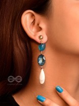 The Sapphire Hues- Golden Embellished Earrings