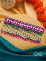 Srava- The Rose Cascade- Glass Beads & Mirror Lace Embroidered Choker Necklace