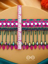 Srava- The Rose Cascade- Glass Beads & Mirror Lace Embroidered Choker Necklace