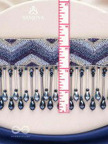 Adrisha - The Indigo Hills - Cutdana And Glass Drops Hand Embroidered Choker Neckpiece