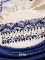 Adrisha - The Indigo Hills - Cutdana And Glass Drops Hand Embroidered Choker Neckpiece