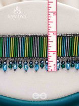 Vapraa- The Flower Bed- Glass Beads & Glass Drops Embroidered Choker Necklace