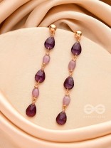 The Plum Passion- Golden Embellished Dangler Earrings