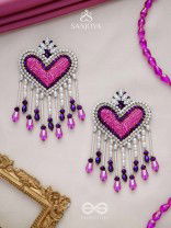 Trasa- The Crimson Heart- Pearls & Stones Embroidered Earrings