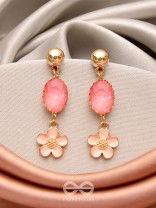 The Rosy Paradise- Golden Enamelled Earrings