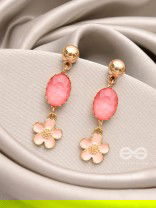 The Rosy Paradise- Golden Enamelled Earrings