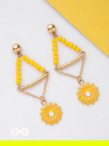 The Marigold Swing- Golden Enamelled Earrings