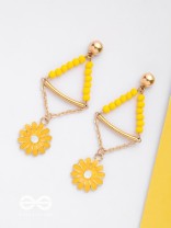 The Marigold Swing- Golden Enamelled Earrings