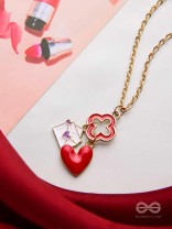 The Love Note - Golden Enamelled Necklace With Anti-Tarnish Coating 
