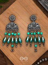 The Emerald Eden- Oxidised Embellished Earrings