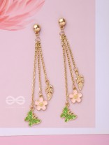 The Spring Butterfly- Golden Enamelled CZ Earrings 