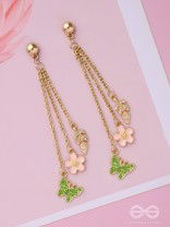 The Spring Butterfly- Golden Enamelled CZ Earrings 