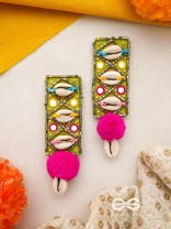 Peshika- The Shimmering Shells- Mirrors & Resham Embroidered Earrings