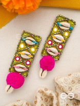 Peshika- The Shimmering Shells- Mirrors & Resham Embroidered Earrings