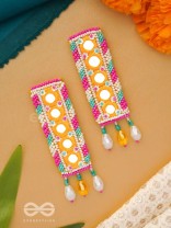 Bimbita- The Mirror Image- Glass Beads & Mirror Lace Embroidered Earrings