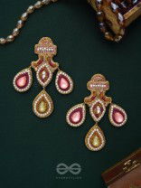 Adhiruh - The Enchanted Throne - Beads, Dabka And Stones Hand Embroidered Earrings
