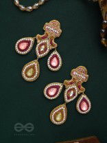 Adhiruh - The Enchanted Throne - Beads, Dabka And Stones Hand Embroidered Earrings