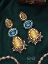 Sulokaneeya - Admirable Beauty - Stones, Glass Drops And Beads Hand Embroidered Earrings