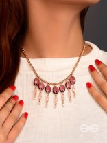 Pink It Up - Golden Embellished Necklace With Anti-Tarnish Coating 
